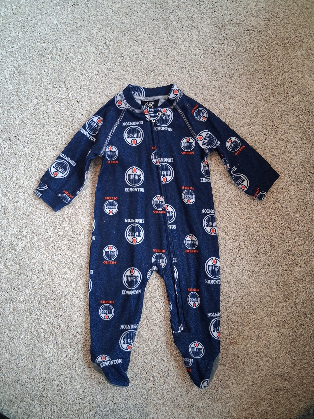 NHL Edmonton Oilers Navy Blue Footed One-Piece
